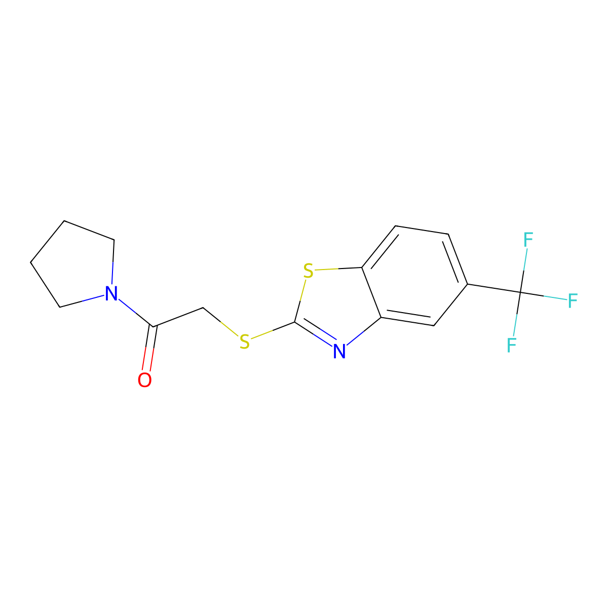 2-Oxo-2-(1-pyrrolidinyl)ethyl 5-(trifluoromethyl)-1,3-benzothiazol-2-yl sulfide molecular structure, CAS 540515-63-7