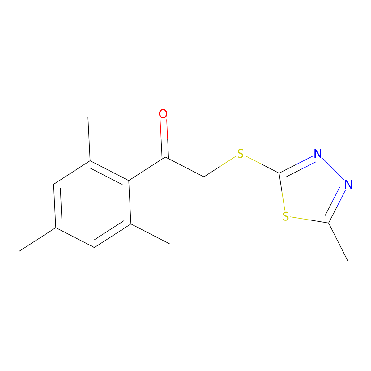 2-[(5-Methyl-1,3,4-thiadiazol-2-yl)sulfanyl]-1-(2,4,6-trimethylphenyl)ethanone molecular structure, CAS 540515-68-2