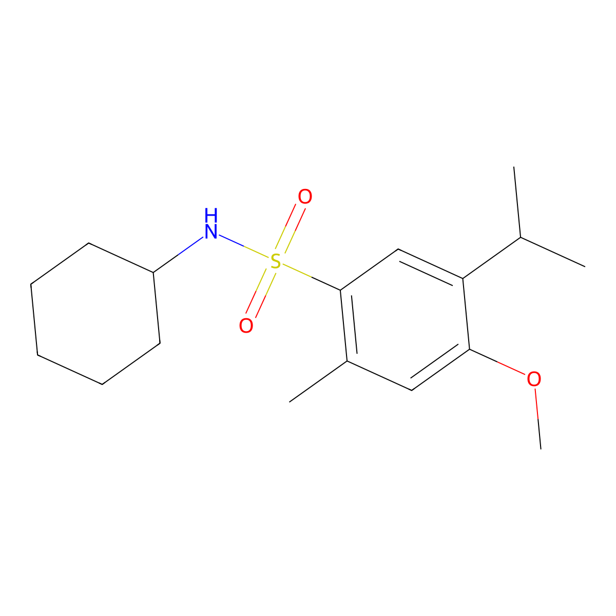 N-cyclohexyl-4-methoxy-2-methyl-5-propan-2-ylbenzenesulfonamide molecular structure, CAS 540515-72-8