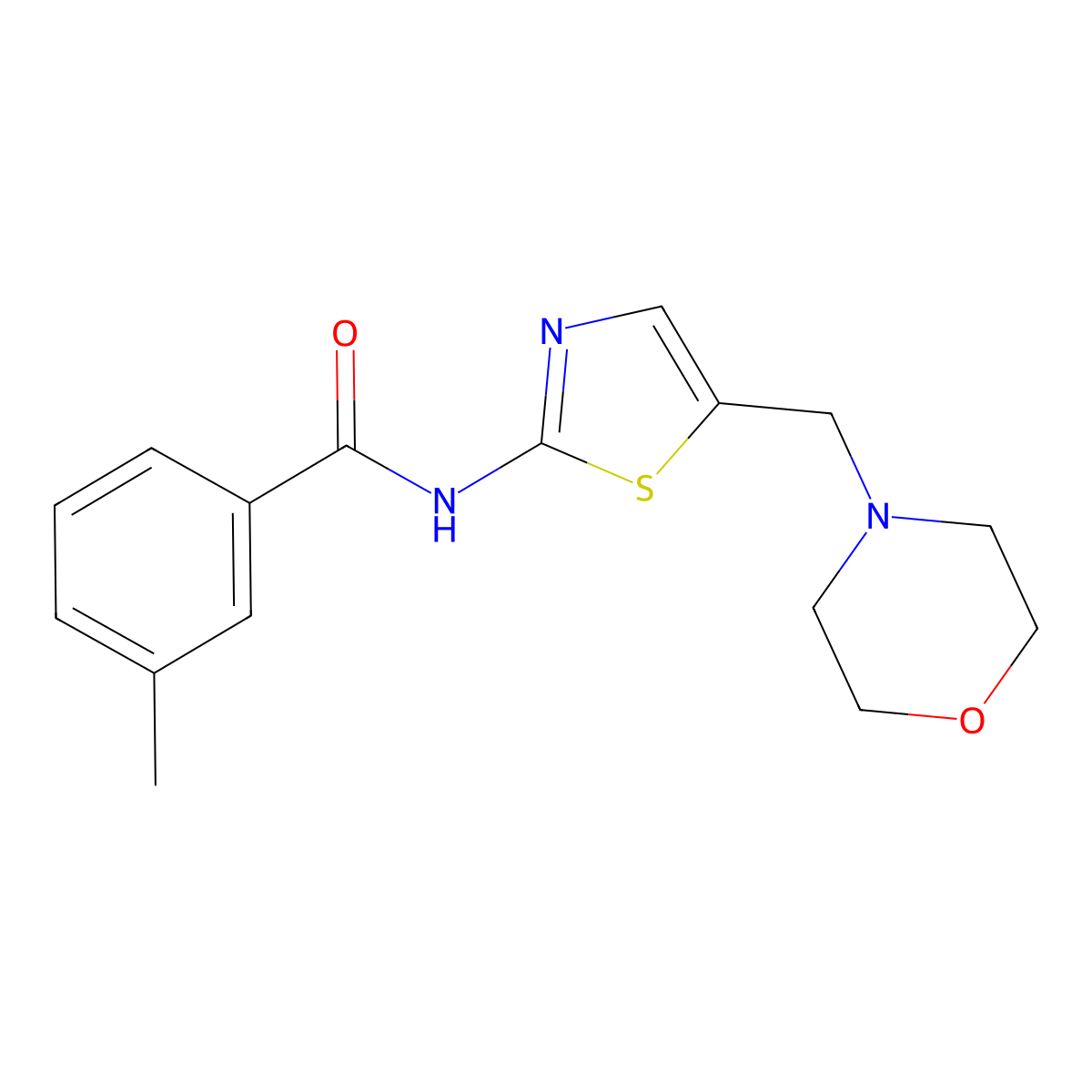 3-methyl-N-[5-(4-morpholinylmethyl)-1,3-thiazol-2-yl]benzamide molecular structure, CAS 540515-73-9