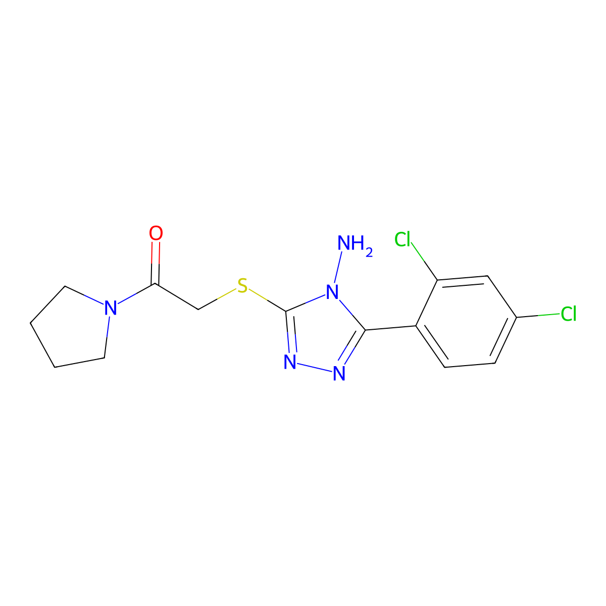 2-[[4-Amino-5-(2,4-dichlorophenyl)-1,2,4-triazol-3-yl]sulfanyl]-1-pyrrolidin-1-ylethanone molecular structure, CAS 540515-74-0