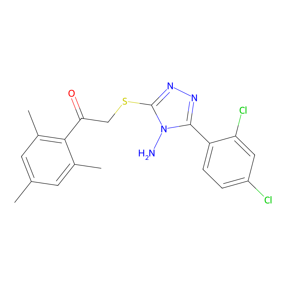2-[[4-Amino-5-(2,4-dichlorophenyl)-1,2,4-triazol-3-yl]sulfanyl]-1-(2,4,6-trimethylphenyl)ethanone molecular structure, CAS 540515-76-2