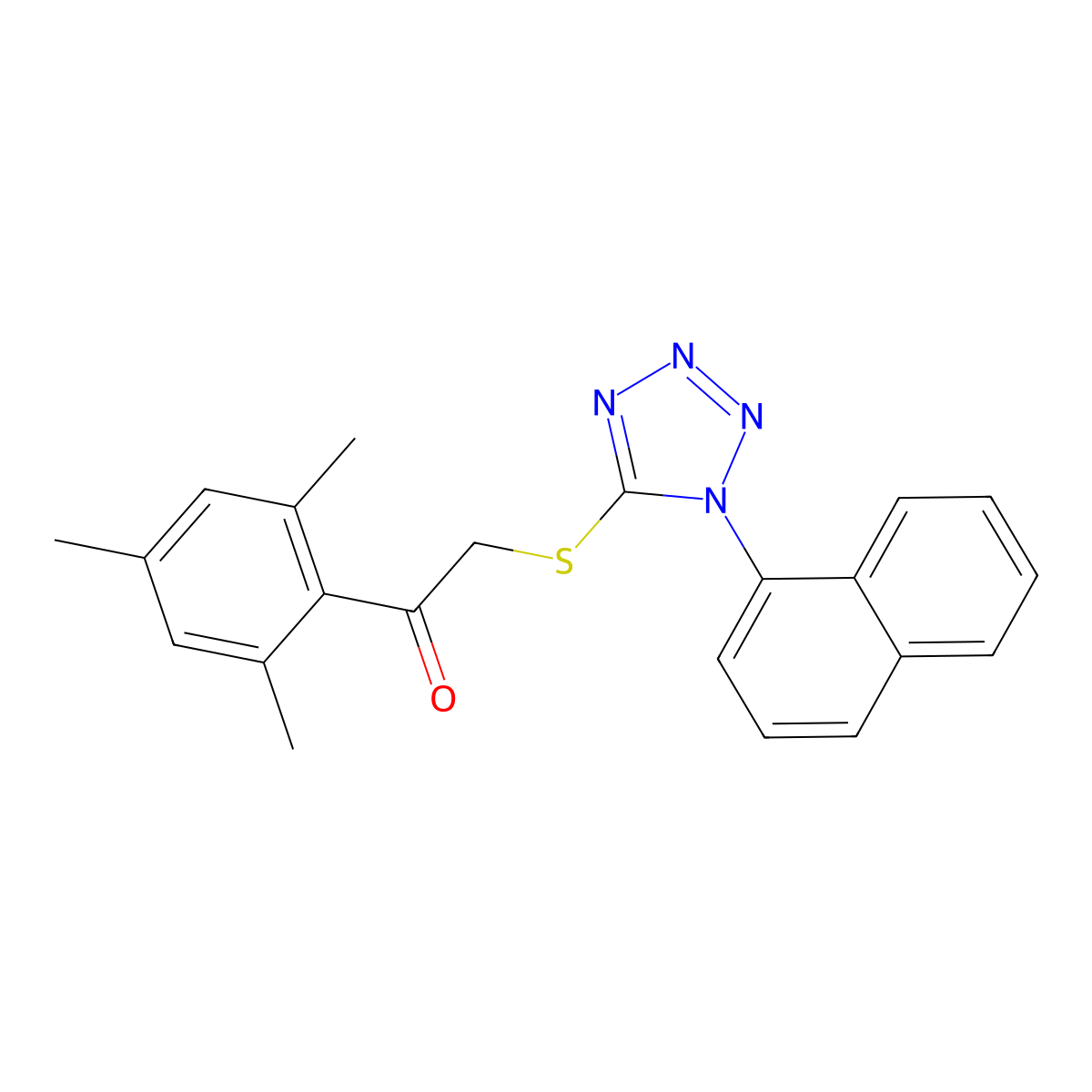 2-(1-Naphthalen-1-yltetrazol-5-yl)sulfanyl-1-(2,4,6-trimethylphenyl)ethanone molecular structure, CAS 540515-77-3