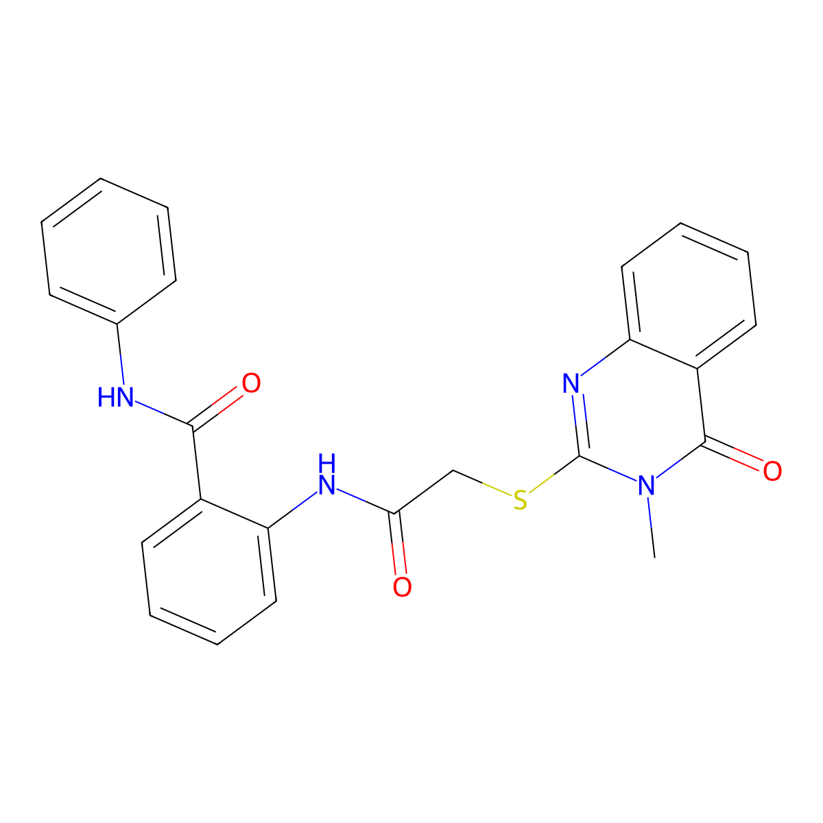 2-[[2-(3-methyl-4-oxoquinazolin-2-yl)sulfanylacetyl]amino]-N-phenylbenzamide molecular structure, CAS 540515-84-2