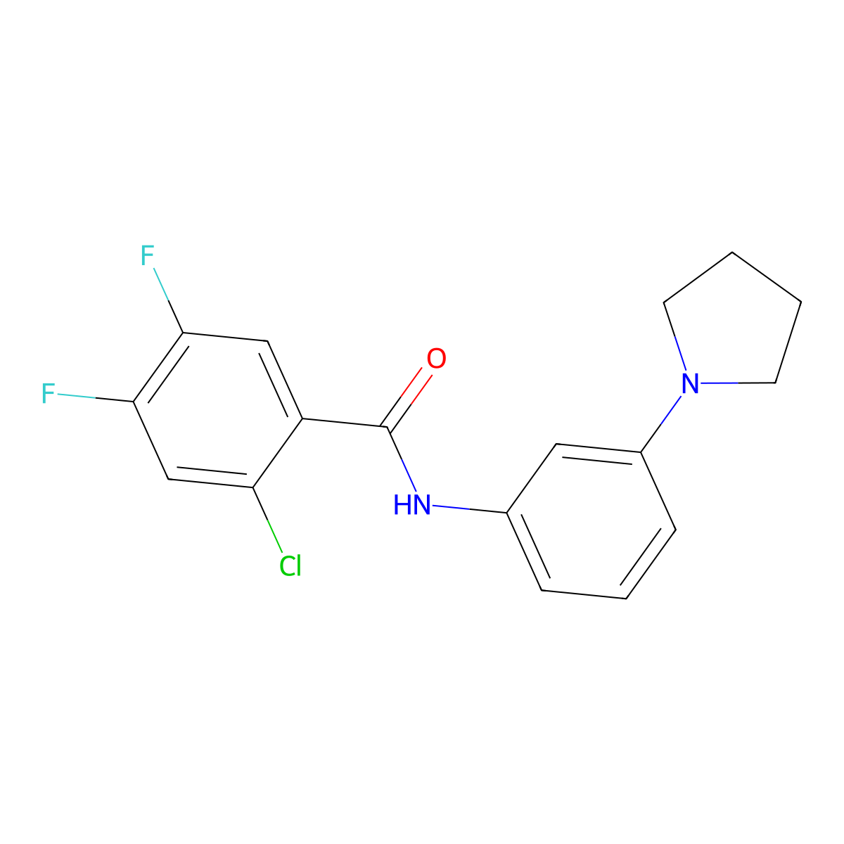 2-chloro-4,5-difluoro-N-(3-pyrrolidin-1-ylphenyl)benzamide molecular structure, CAS 540516-65-2
