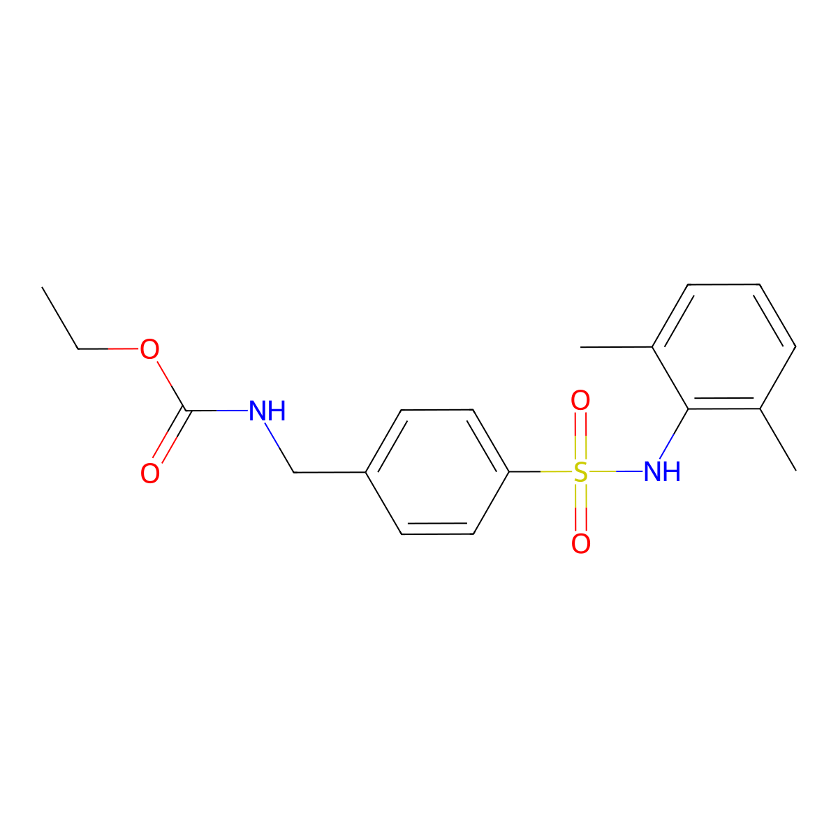 ethyl N-[[4-[(2,6-dimethylphenyl)sulfamoyl]phenyl]methyl]carbamate molecular structure, CAS 540516-72-1