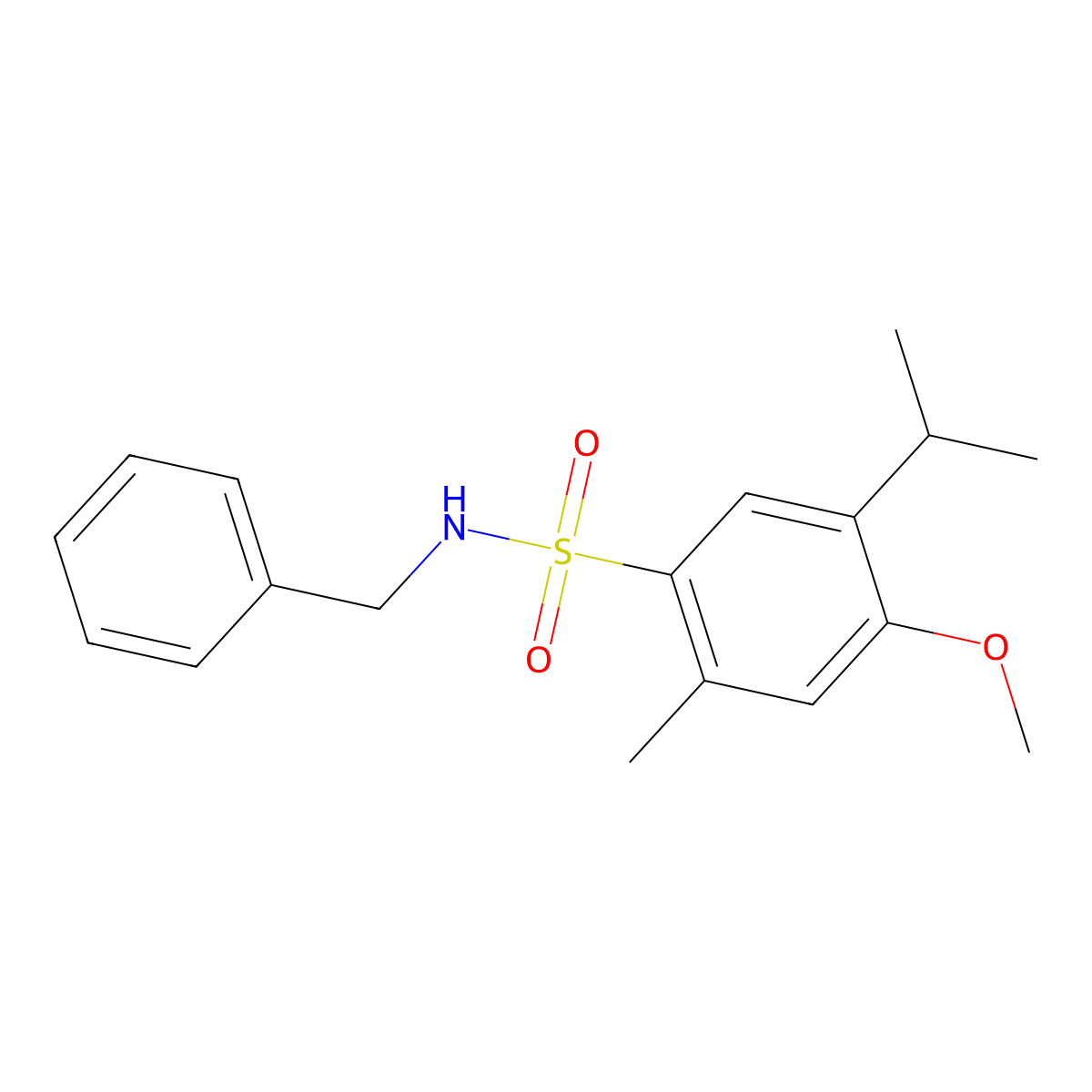 N-benzyl-5-isopropyl-4-methoxy-2-methylbenzenesulfonamide molecular structure, CAS 540517-49-5