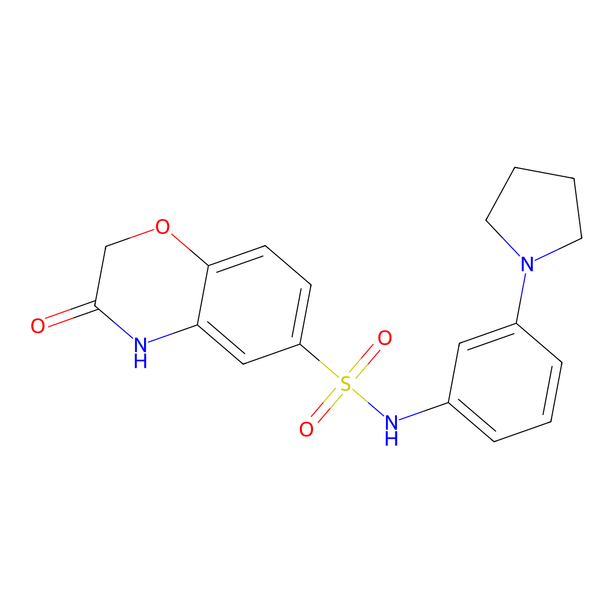 3-oxo-N-(3-pyrrolidin-1-ylphenyl)-4H-1,4-benzoxazine-6-sulfonamide molecular structure, CAS 540517-55-3