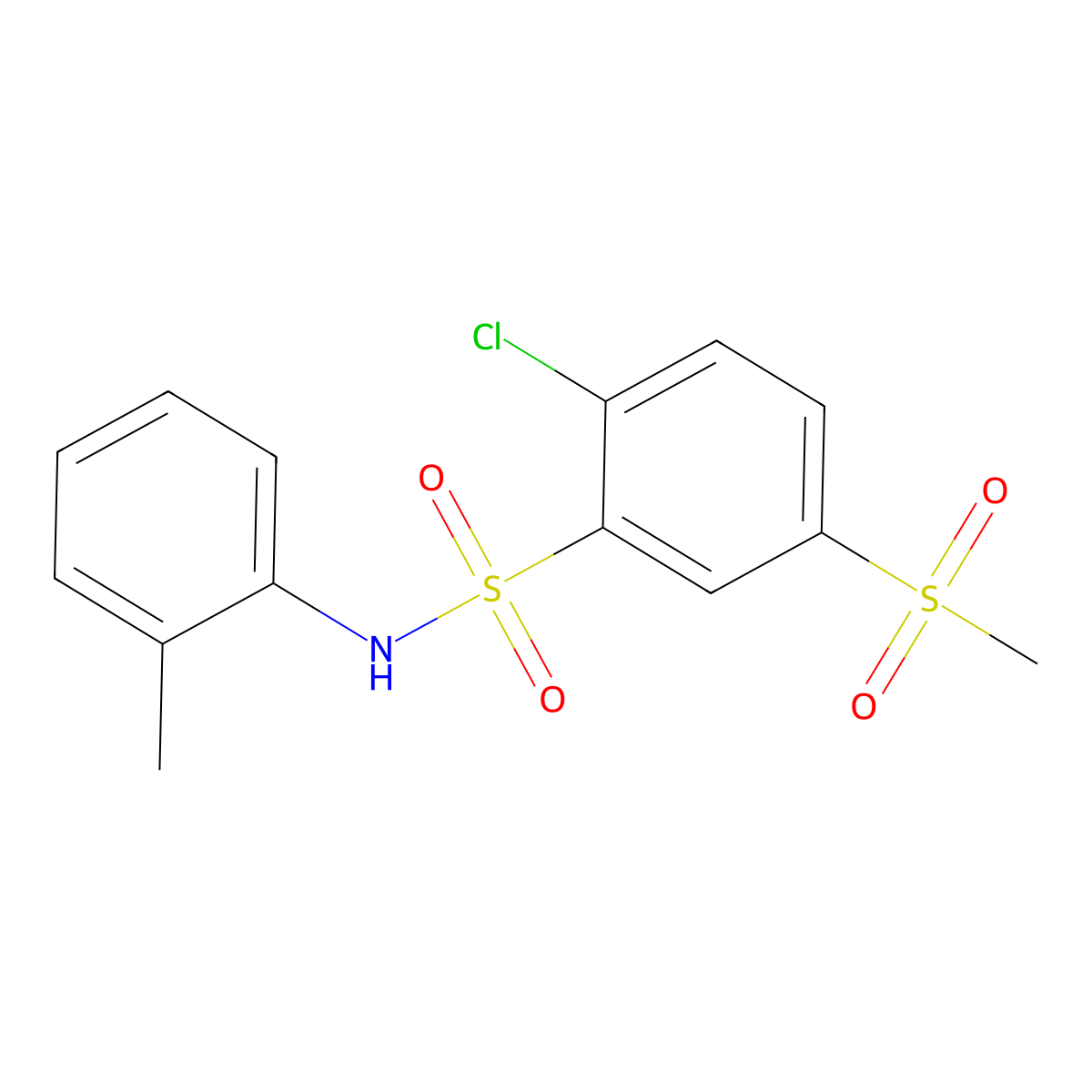 2-chloro-N-(2-methylphenyl)-5-(methylsulfonyl)benzenesulfonamide molecular structure, CAS 540517-58-6