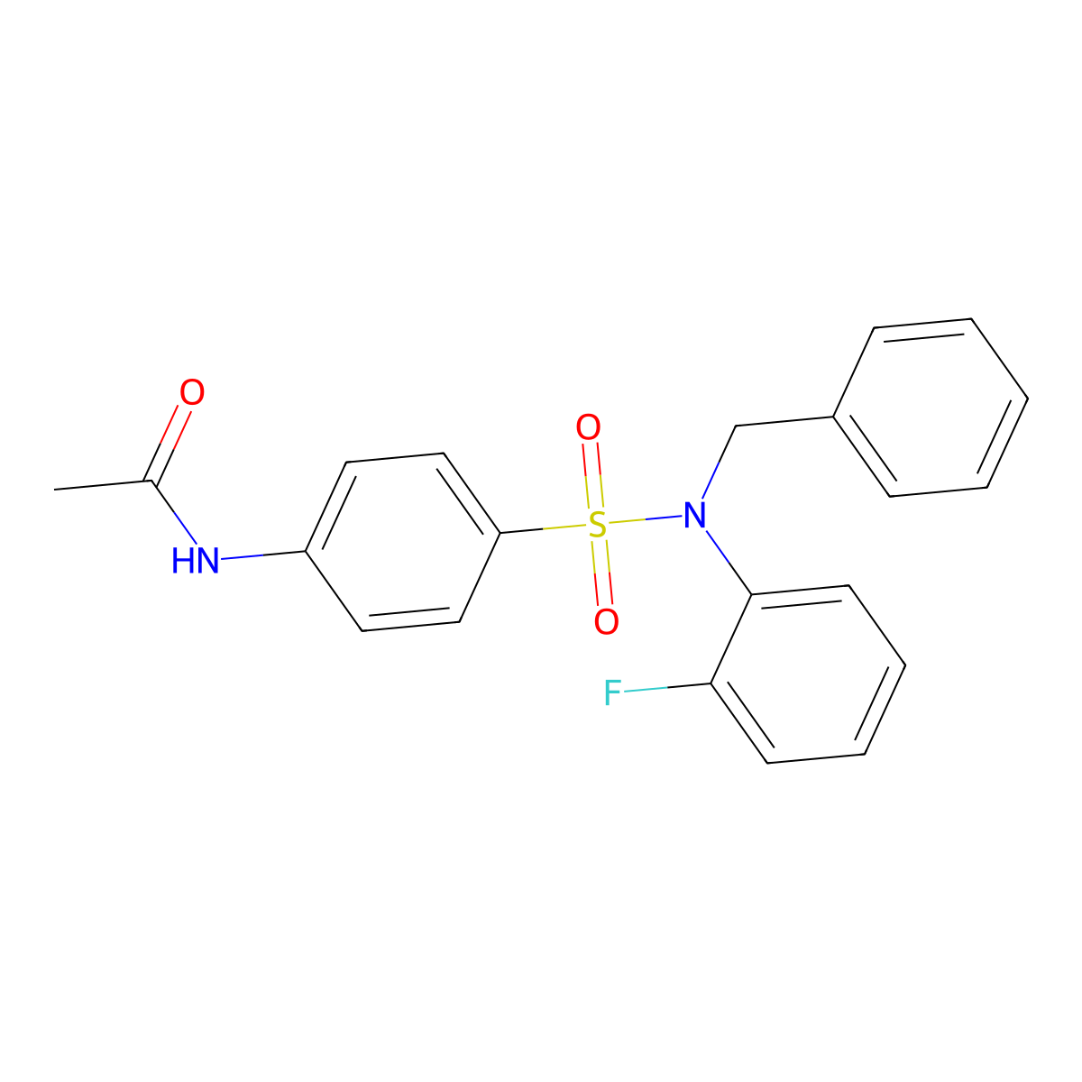 N-[4-[benzyl-(2-fluorophenyl)sulfamoyl]phenyl]acetamide molecular structure, CAS 540517-63-3
