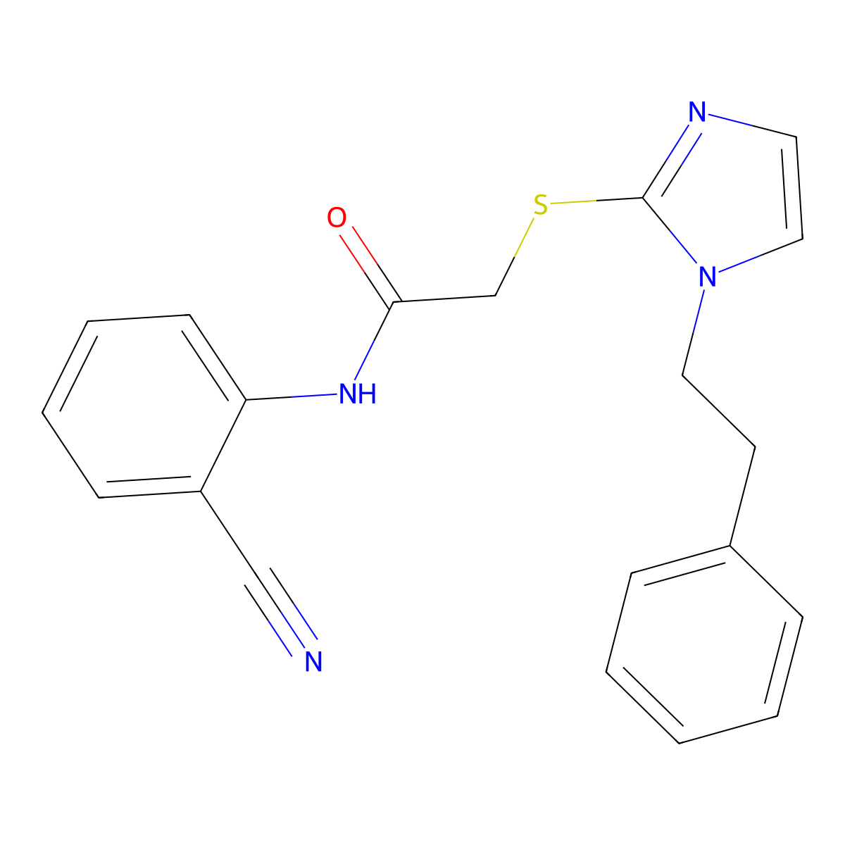 N-(2-cyanophenyl)-2-{[1-(2-phenylethyl)-1H-imidazol-2-yl]thio}acetamide molecular structure, CAS 540517-72-4