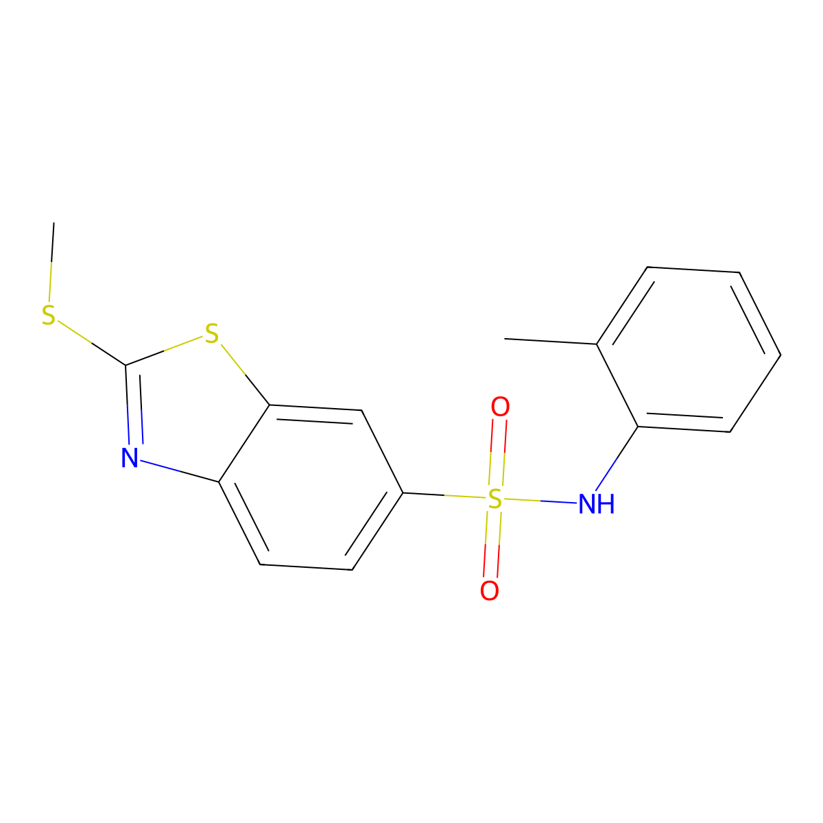 N-(2-methylphenyl)-2-(methylsulfanyl)-1,3-benzothiazole-6-sulfonamide molecular structure, CAS 540517-79-1