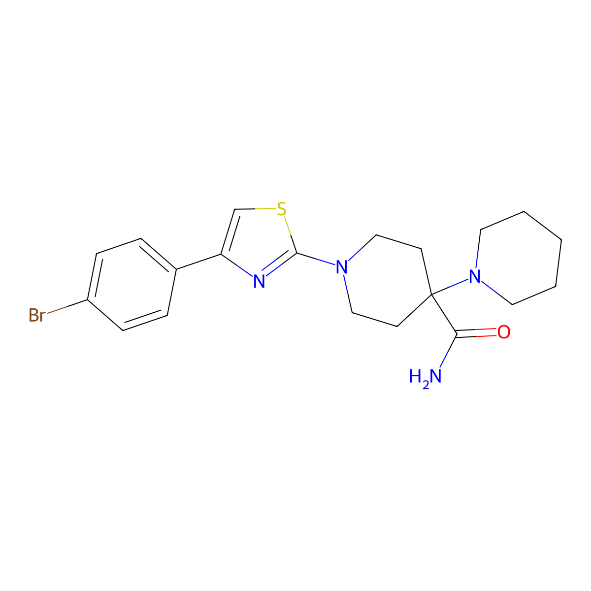 1-[4-(4-Bromophenyl)-1,3-thiazol-2-yl]-4-piperidin-1-ylpiperidine-4-carboxamide molecular structure, CAS 540517-85-9