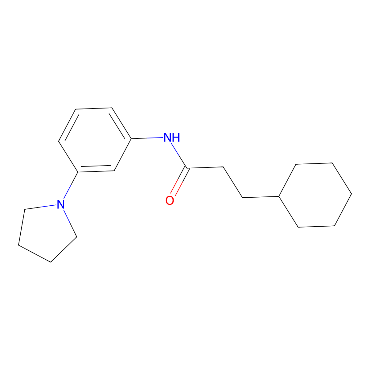 3-cyclohexyl-N-(3-pyrrolidin-1-ylphenyl)propanamide molecular structure, CAS 540518-07-8