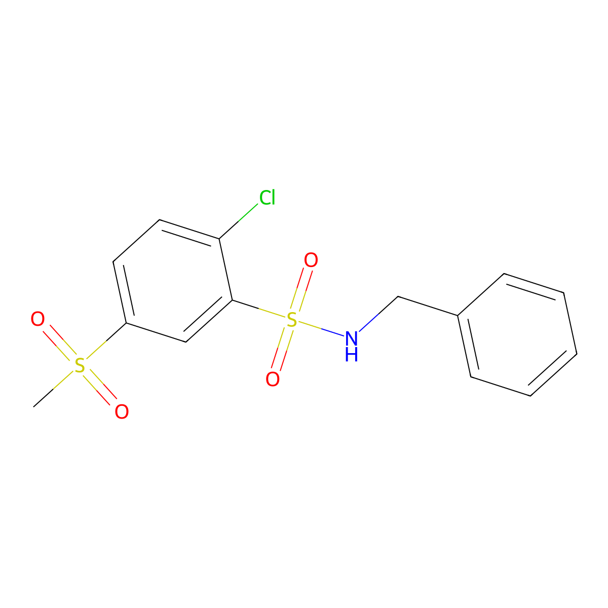 N-benzyl-2-chloro-5-(methylsulfonyl)benzenesulfonamide molecular structure, CAS 540518-11-4