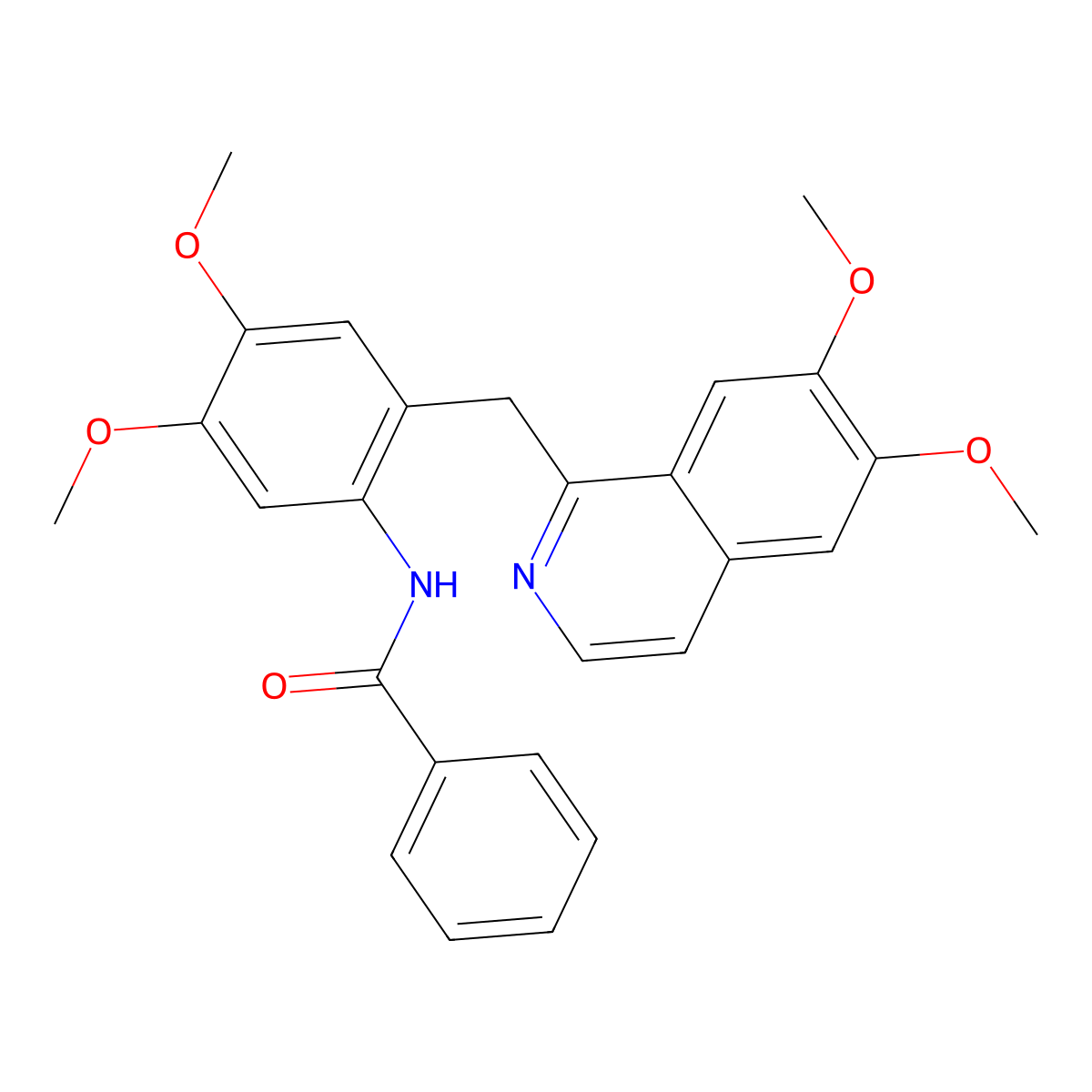 N-[2-[(6,7-dimethoxyisoquinolin-1-yl)methyl]-4,5-dimethoxyphenyl]benzamide molecular structure, CAS 540518-16-9