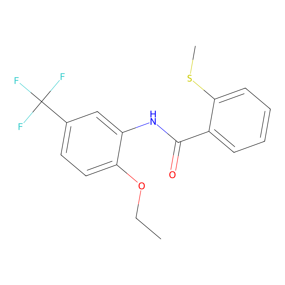N-[2-ethoxy-5-(trifluoromethyl)phenyl]-2-methylsulfanylbenzamide molecular structure, CAS 540518-18-1