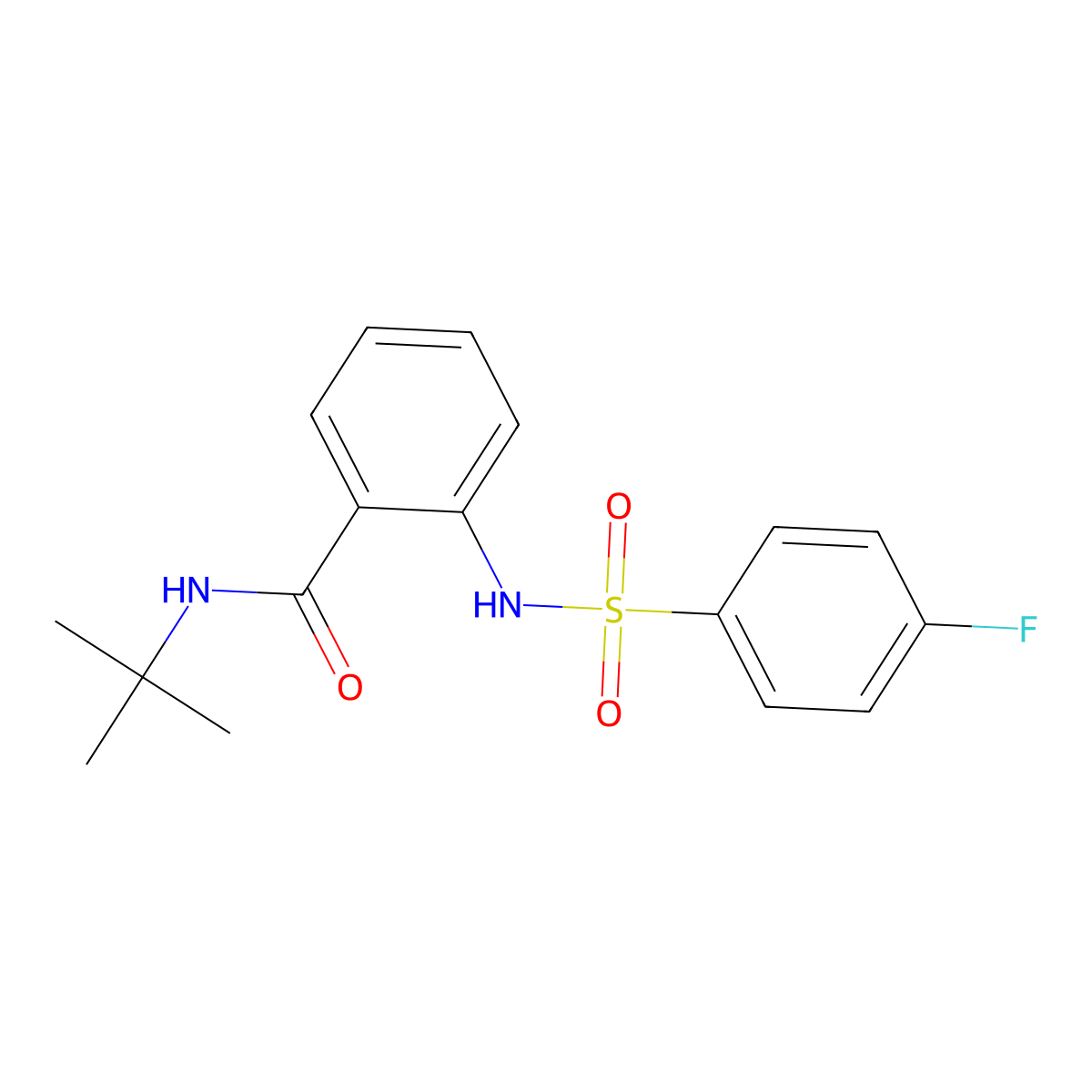 N-tert-butyl-2-[(4-fluorophenyl)sulfonylamino]benzamide molecular structure, CAS 540518-57-8