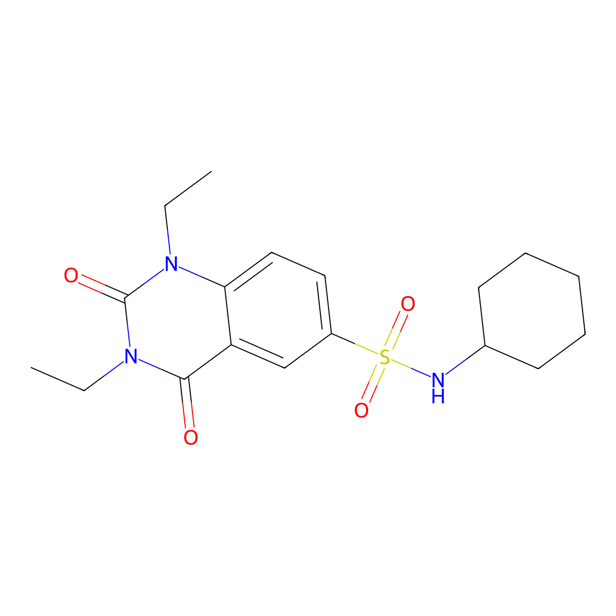 N-cyclohexyl-1,3-diethyl-2,4-dioxoquinazoline-6-sulfonamide molecular structure, CAS 540518-76-1