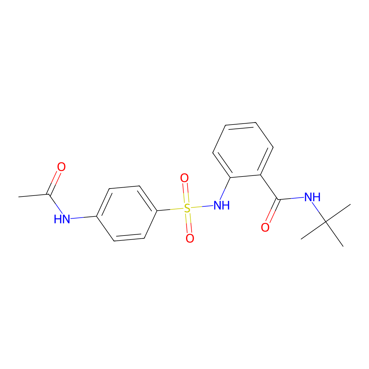2-[(4-acetamidophenyl)sulfonylamino]-N-tert-butylbenzamide molecular structure, CAS 540518-83-0