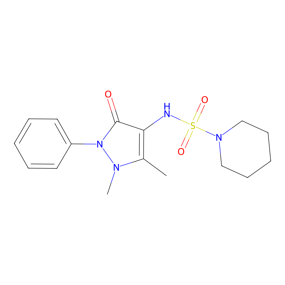 N-(1,5-dimethyl-3-oxo-2-phenyl-2,3-dihydro-1H-pyrazol-4-yl)piperidine-1-sulfonamide molecular structure, CAS 540518-98-7