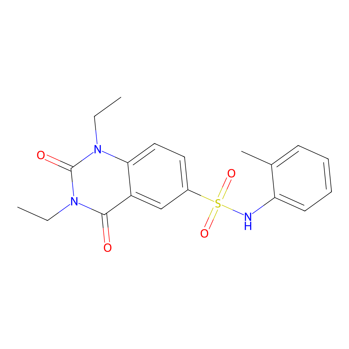 1,3-diethyl-N-(2-methylphenyl)-2,4-dioxoquinazoline-6-sulfonamide molecular structure, CAS 540519-01-5