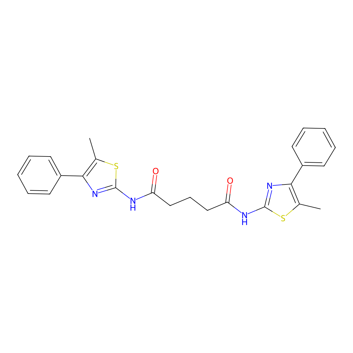 N,N'-bis(5-methyl-4-phenyl-1,3-thiazol-2-yl)pentanediamide molecular structure, CAS 540519-51-5