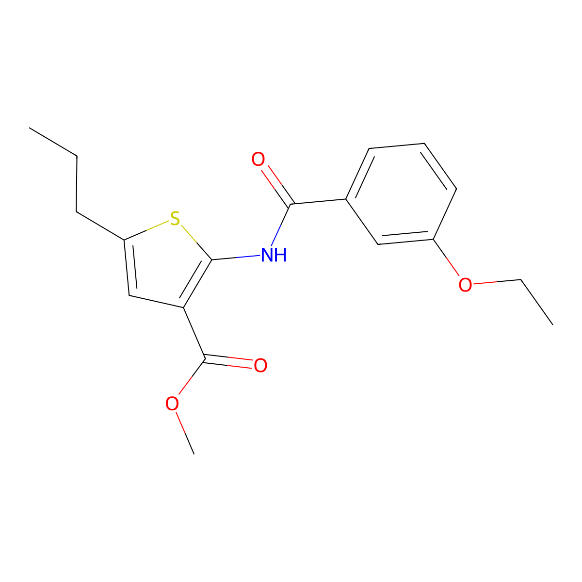 Methyl 2-[(3-ethoxybenzoyl)amino]-5-propylthiophene-3-carboxylate molecular structure, CAS 540520-13-6