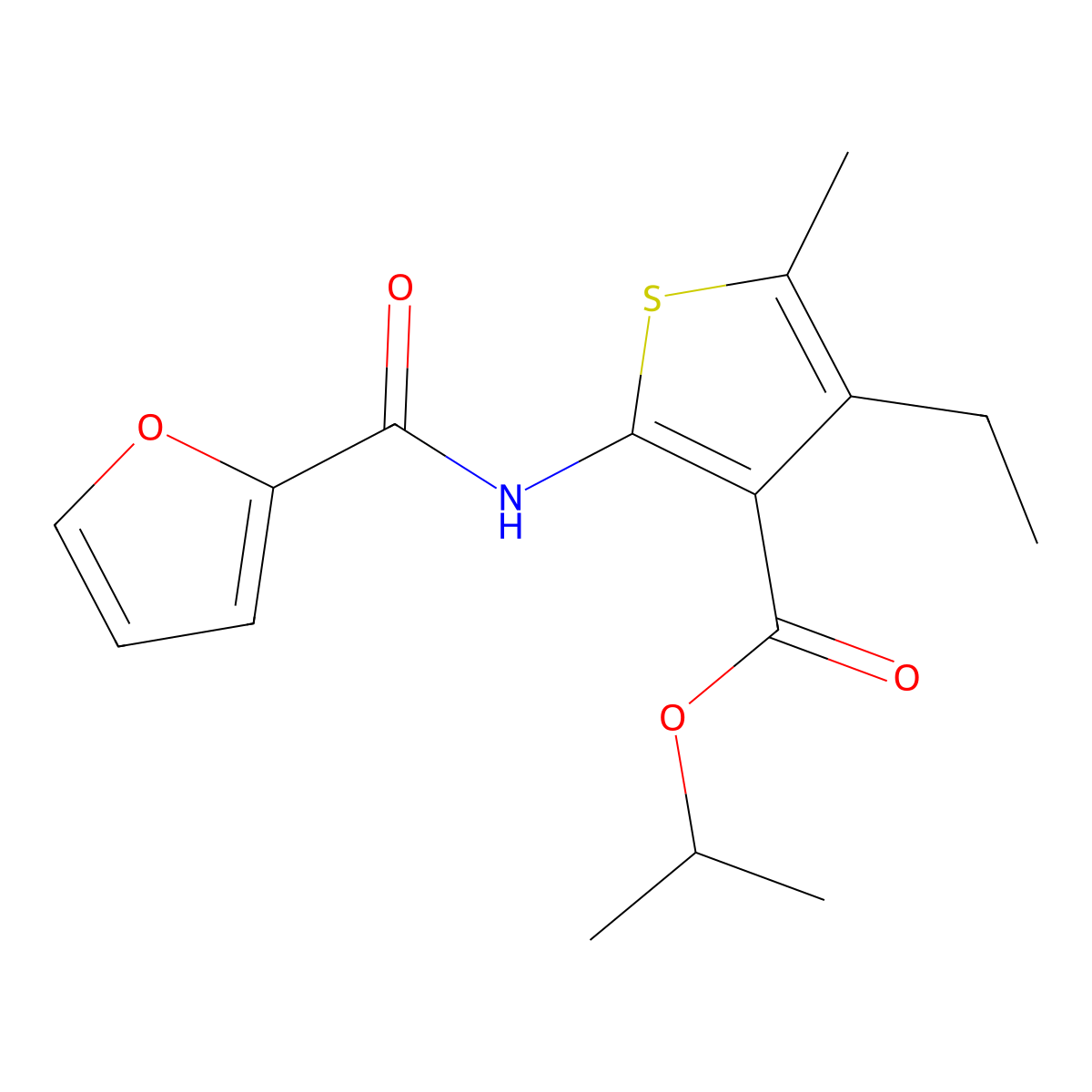Propan-2-yl 4-ethyl-2-(furan-2-carbonylamino)-5-methylthiophene-3-carboxylate molecular structure, CAS 540520-81-8