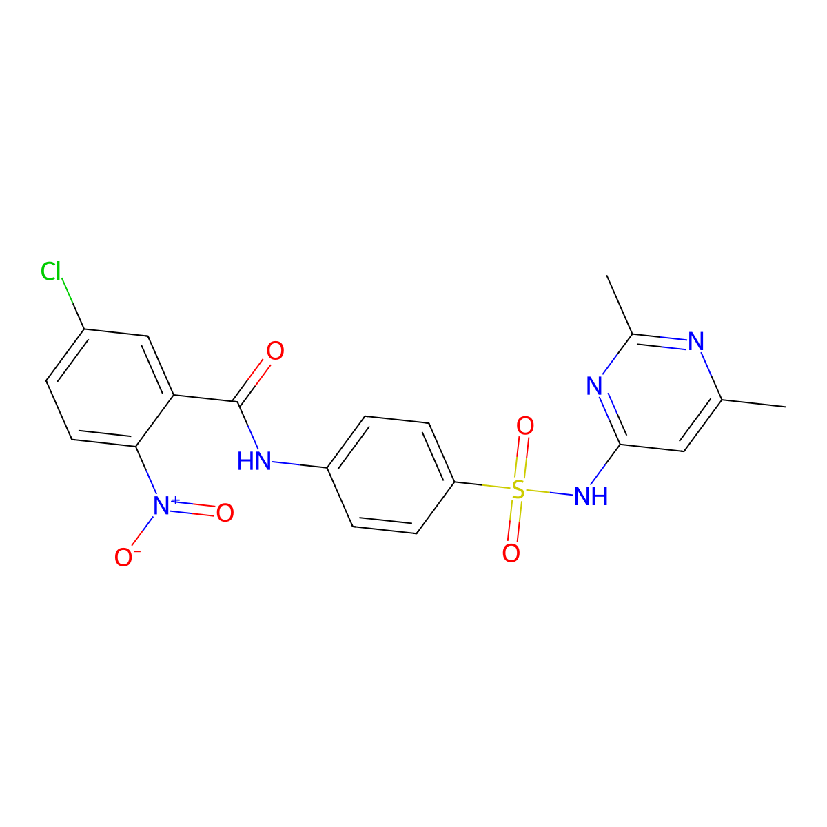 5-chloro-N-[4-[(2,6-dimethylpyrimidin-4-yl)sulfamoyl]phenyl]-2-nitrobenzamide molecular structure, CAS 540520-86-3