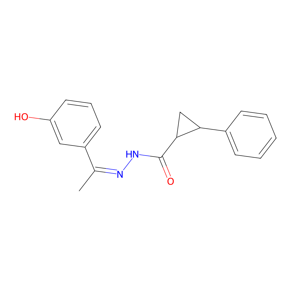 2-Phenylcyclopropanecarboxylic acid 2-[1-(3-hydroxyphenyl)ethylidene]hydrazide molecular structure, CAS 540521-10-6