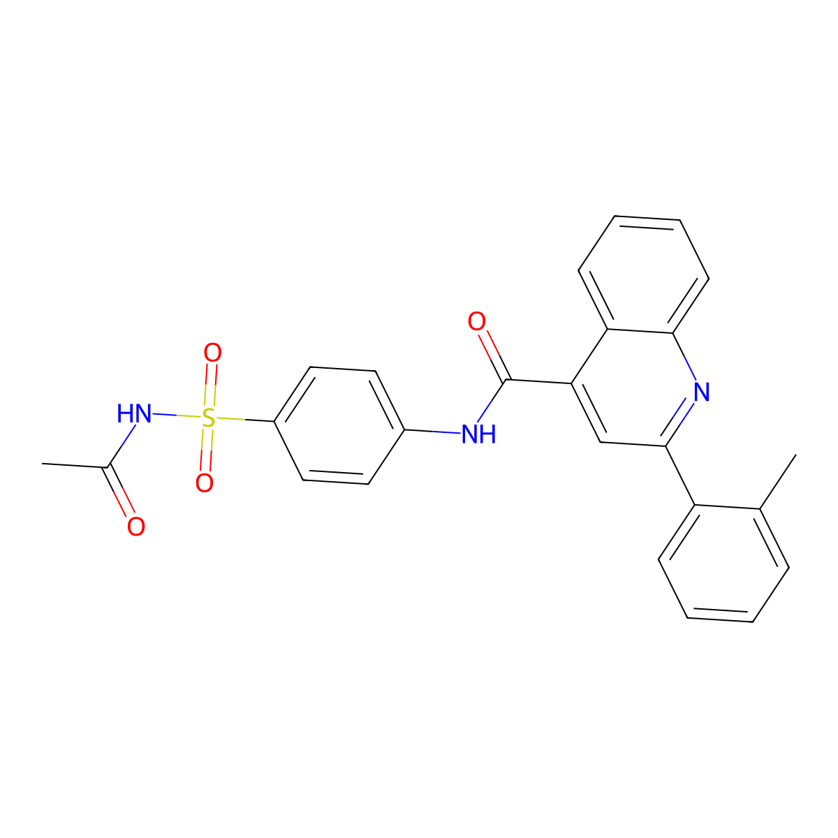 N-[4-(acetylsulfamoyl)phenyl]-2-(2-methylphenyl)quinoline-4-carboxamide molecular structure, CAS 540529-22-4