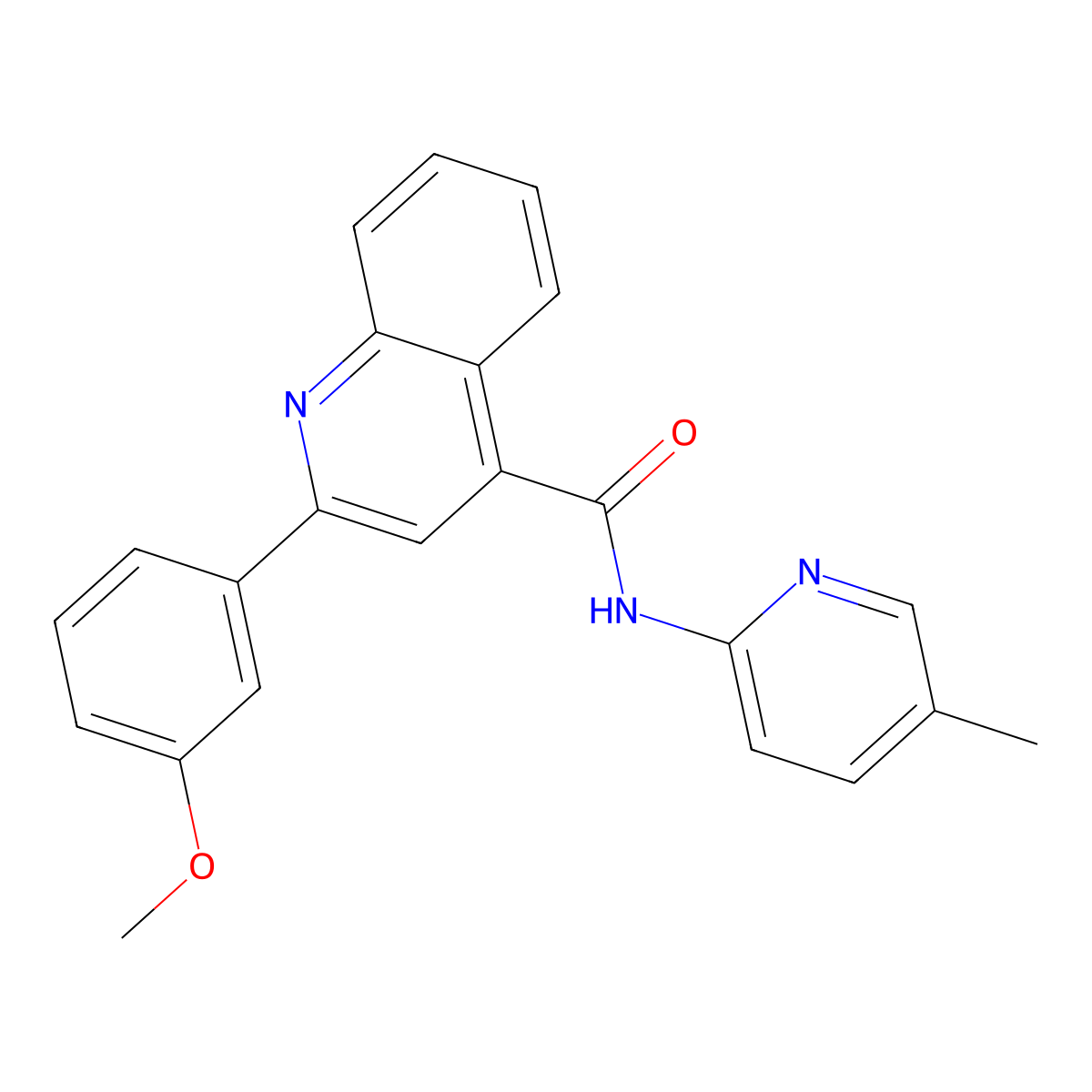 2-(3-methoxyphenyl)-N-(5-methylpyridin-2-yl)quinoline-4-carboxamide molecular structure, CAS 540529-69-9