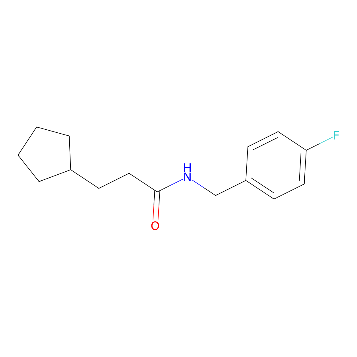 3-cyclopentyl-N-[(4-fluorophenyl)methyl]propanamide molecular structure, CAS 540530-47-0