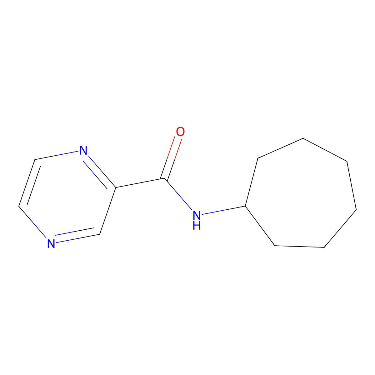 N-cycloheptylpyrazine-2-carboxamide molecular structure, CAS 540530-54-9