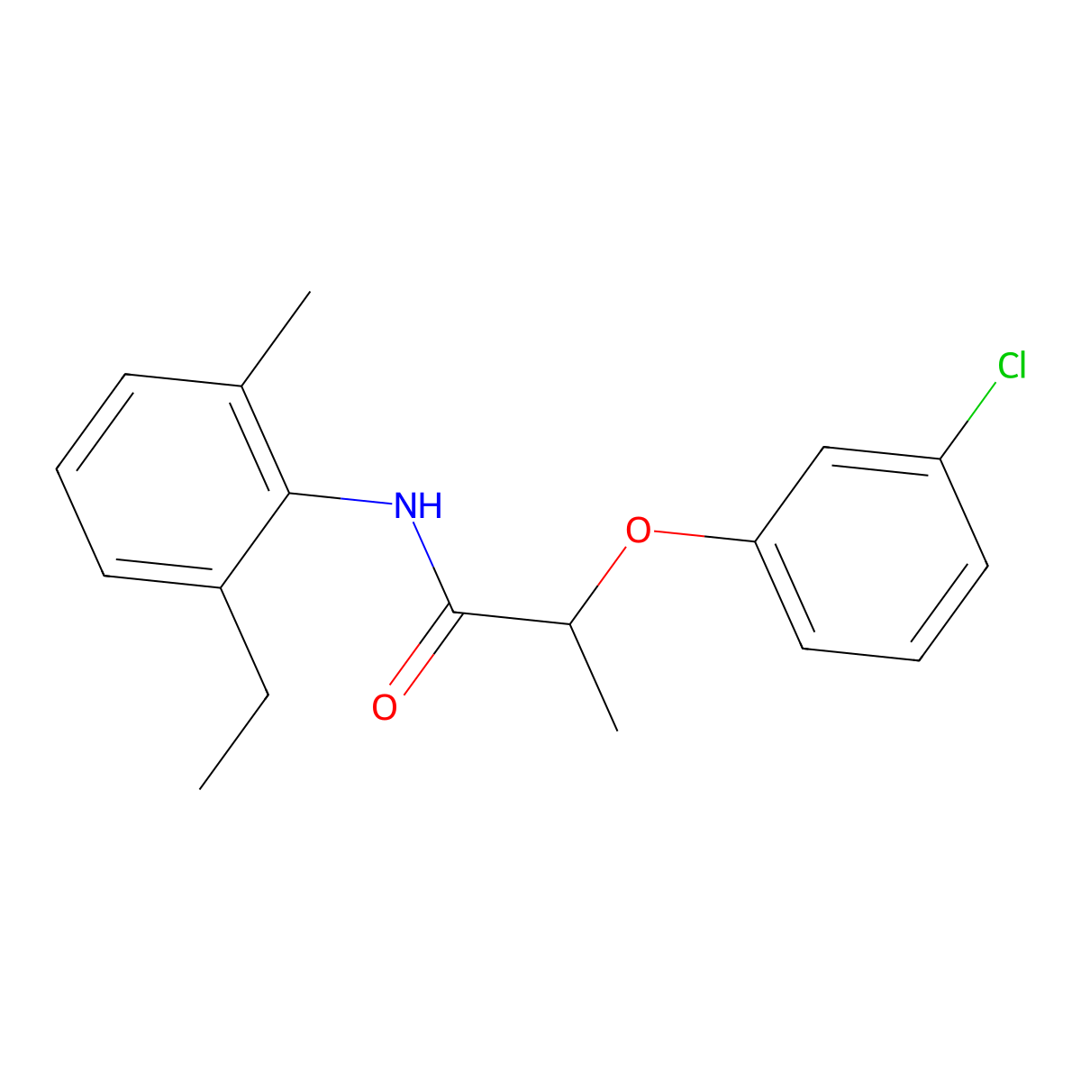 2-(3-chlorophenoxy)-N-(2-ethyl-6-methylphenyl)propanamide molecular structure, CAS 540530-59-4