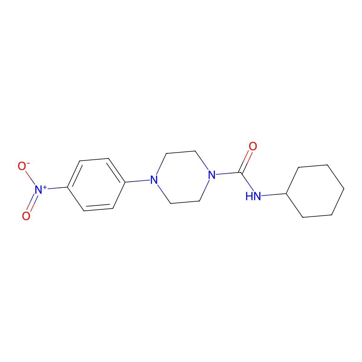 N-cyclohexyl-4-(4-nitrophenyl)piperazine-1-carboxamide molecular structure, CAS 540533-67-3