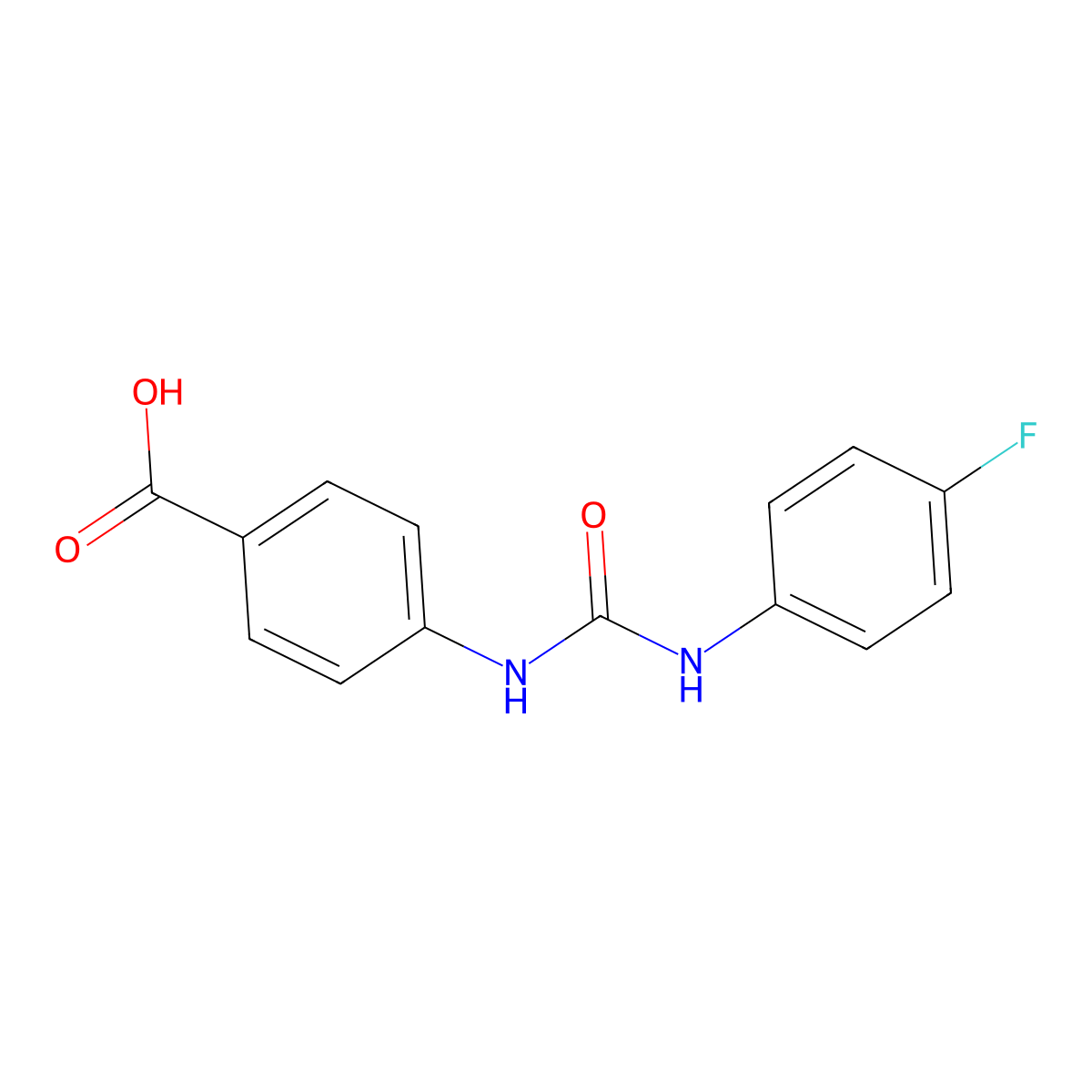 4-[(4-fluorophenyl)carbamoylamino]benzoic Acid molecular structure, CAS 54057-67-9