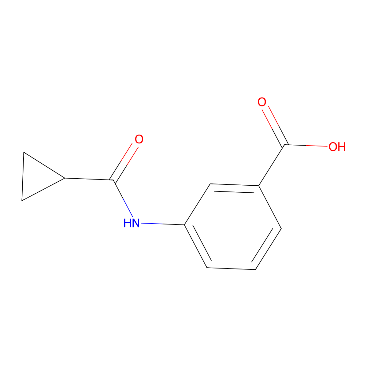 3-Cyclopropaneamidobenzoic acid molecular structure, CAS 54057-68-0