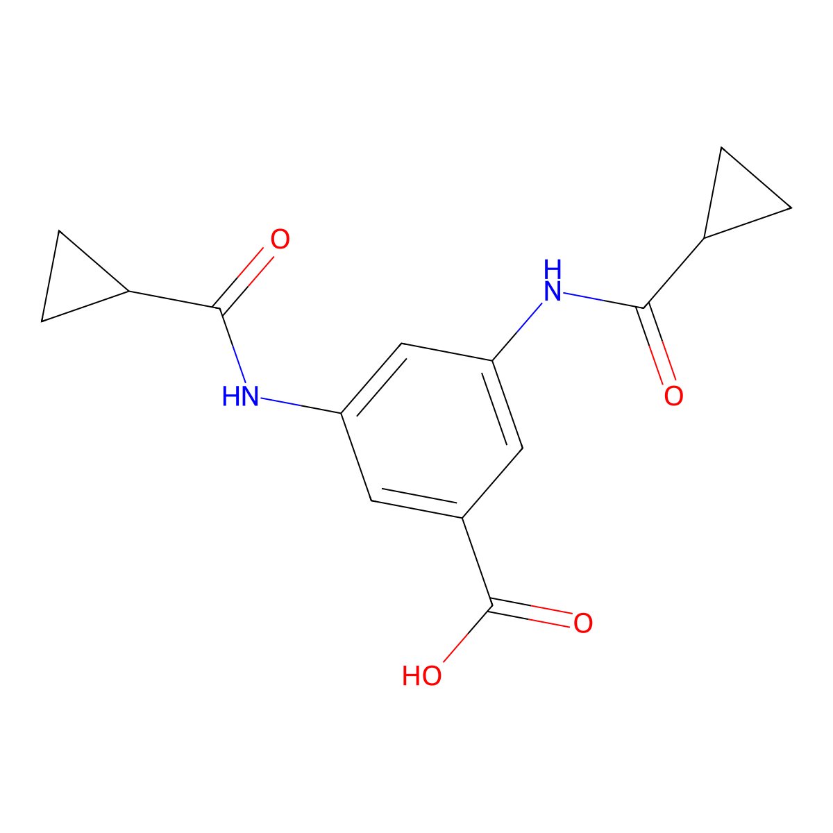3,5-Bis[(cyclopropylcarbonyl)amino]benzoic acid molecular structure, CAS 54057-85-1
