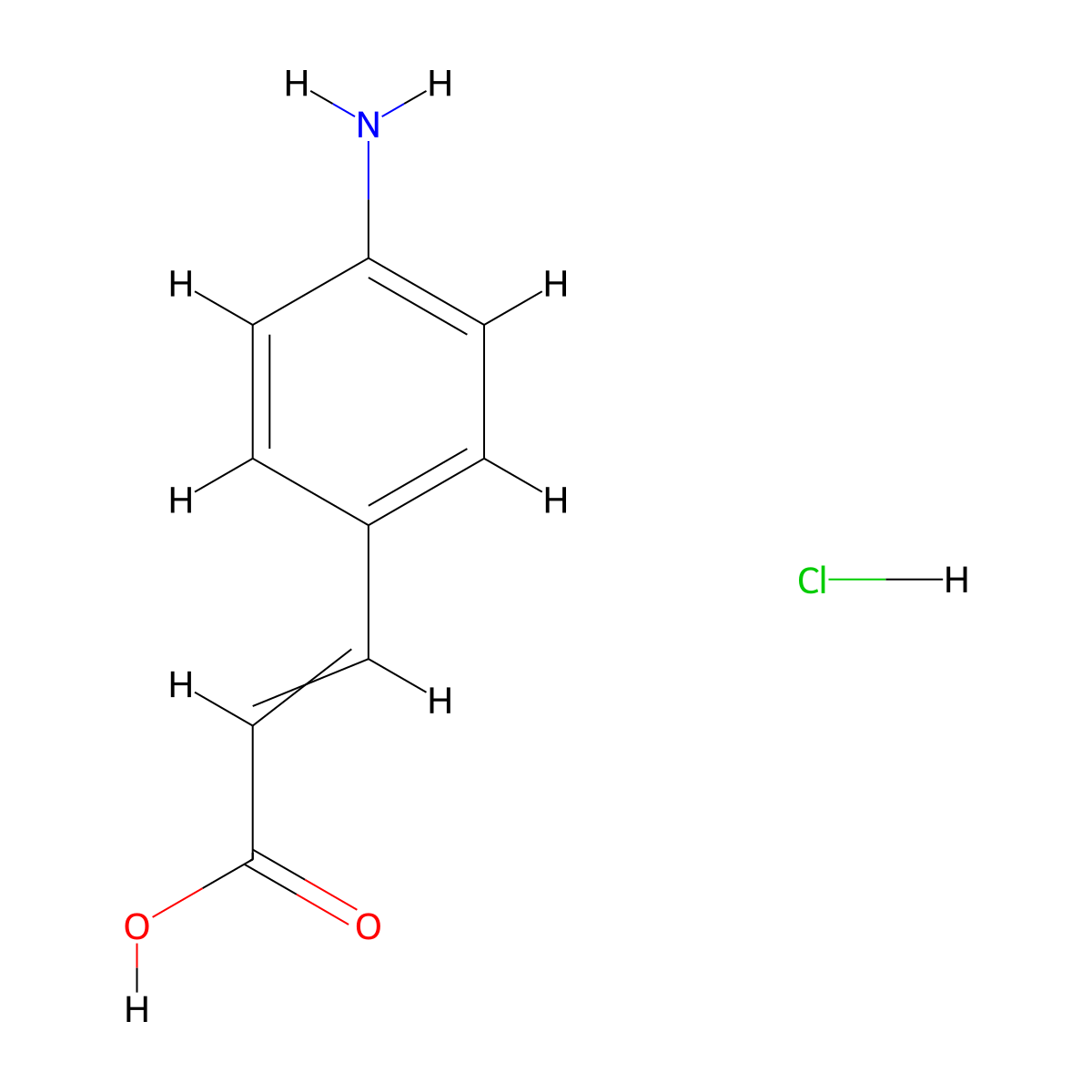 2-Propenoic acid, 3-(4-aminophenyl)-, hydrochloride (1:1) molecular structure, CAS 54057-95-3
