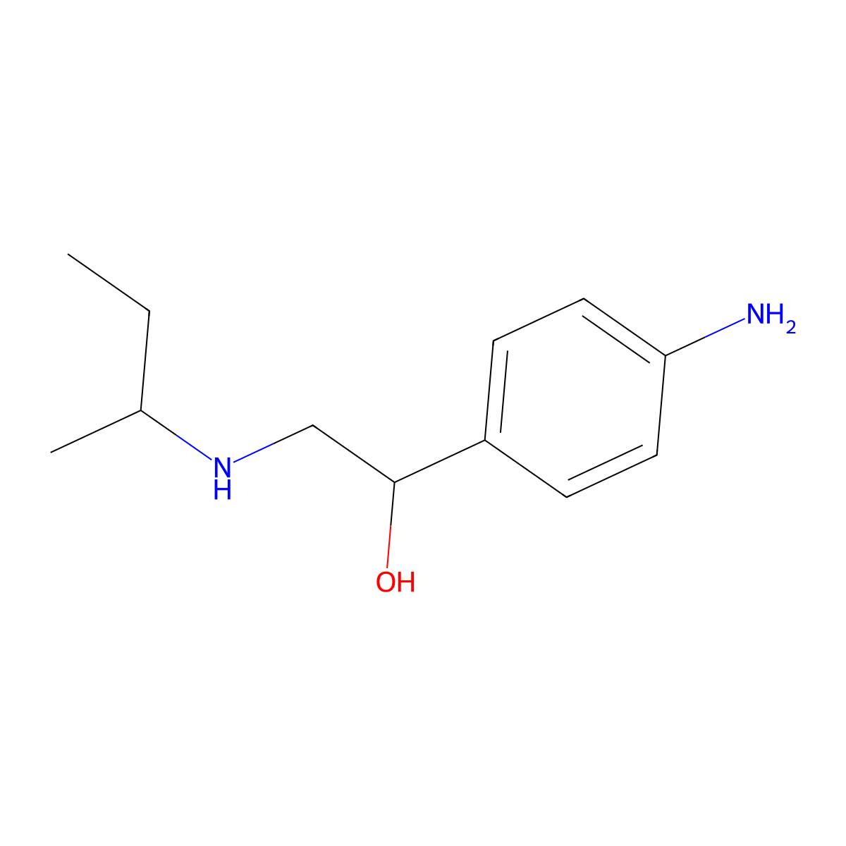 4-Amino-alpha-(((1-methylpropyl)amino)methyl)benzenemethanol molecular structure, CAS 54063-25-1