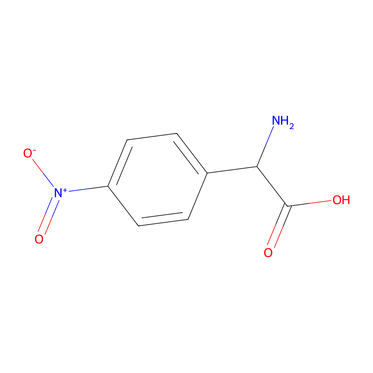 2-Amino-2-(4-nitrophenyl)acetic acid molecular structure, CAS 5407-25-0