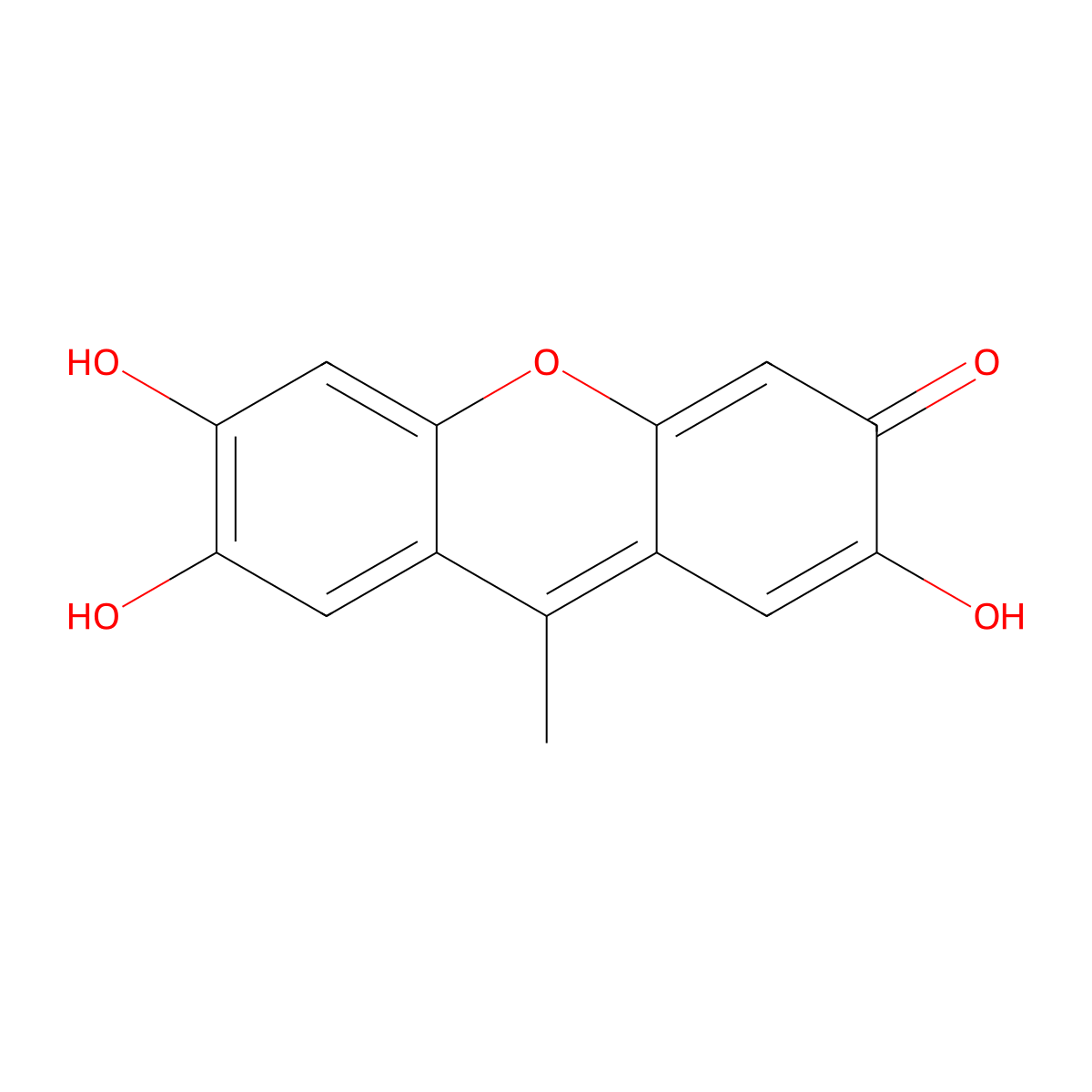 2,6,7-Trihydroxy-9-methyl-3H-xanthen-3-one molecular structure, CAS 5407-46-5