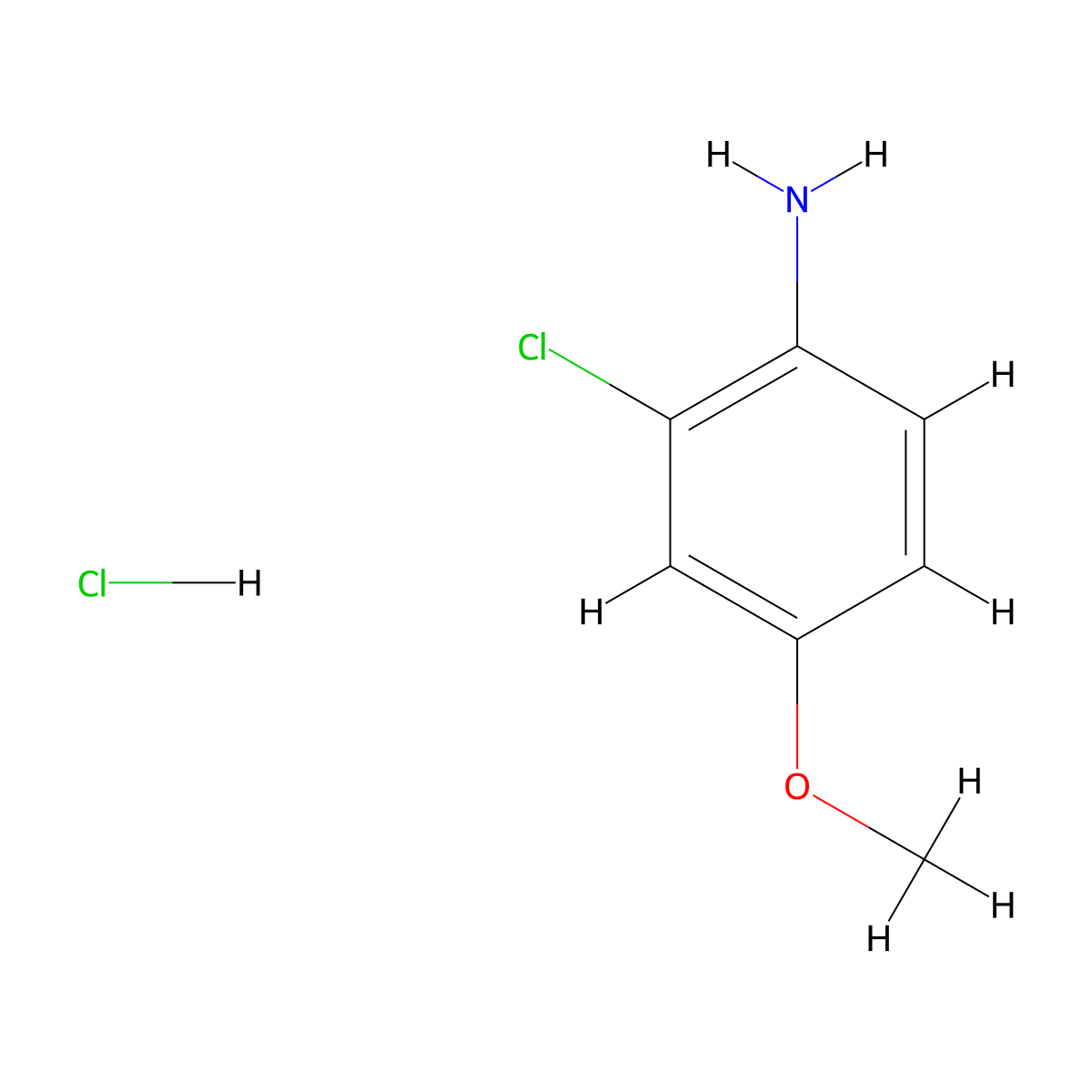 2-Chloro-4-methoxyaniline hydrochloride molecular structure, CAS 5407-52-3