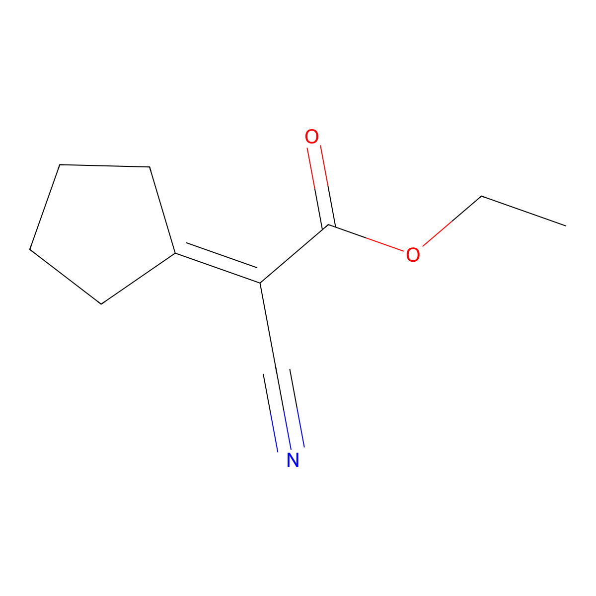 Ethyl 2-cyano-2-cyclopentylideneacetate molecular structure, CAS 5407-83-0