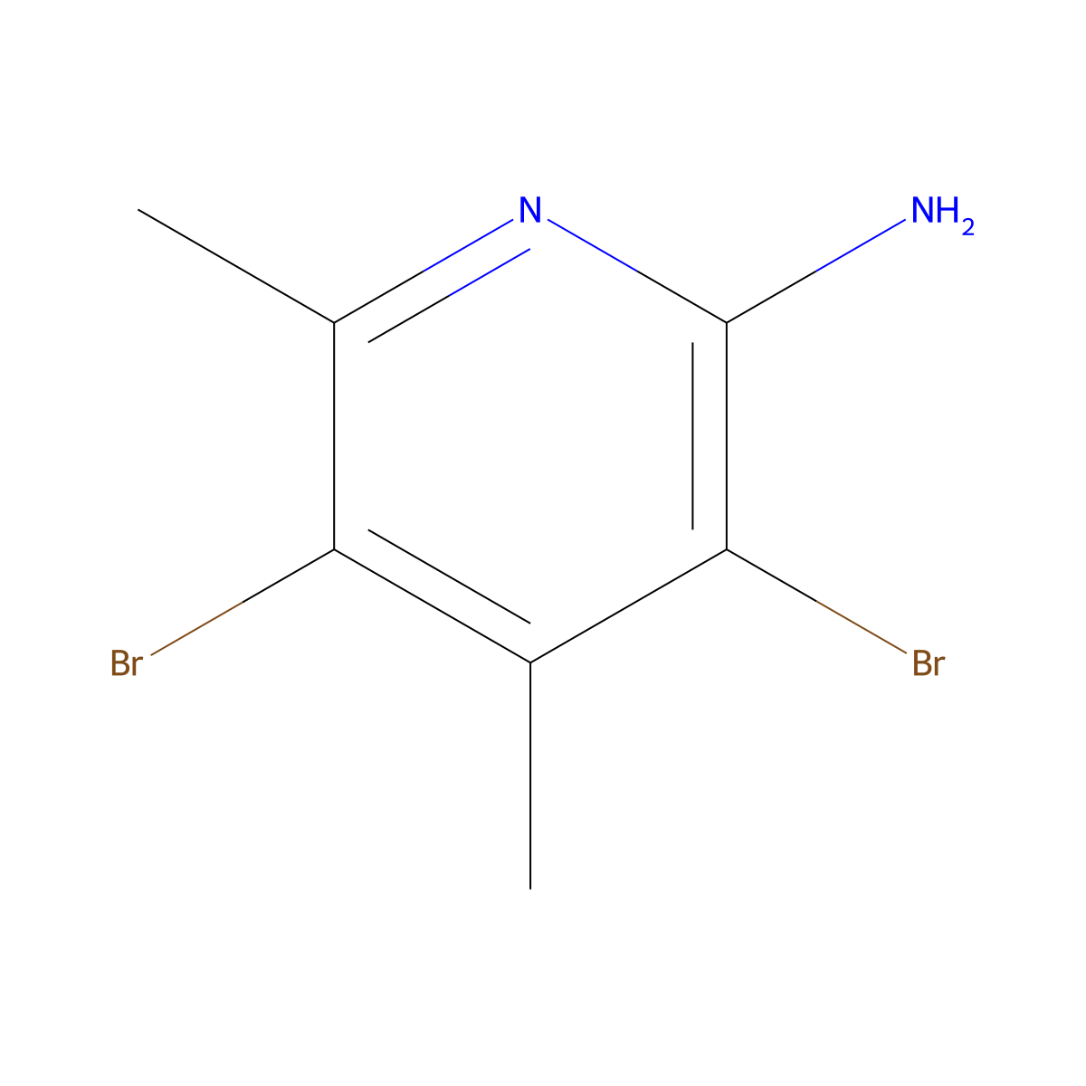 3,5-Dibromo-4,6-dimethylpyridin-2-amine molecular structure, CAS 5407-86-3