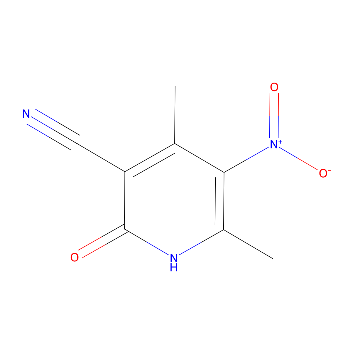 4,6-Dimethyl-5-nitro-2-oxo-1,2-dihydropyridine-3-carbonitrile molecular structure, CAS 5407-93-2