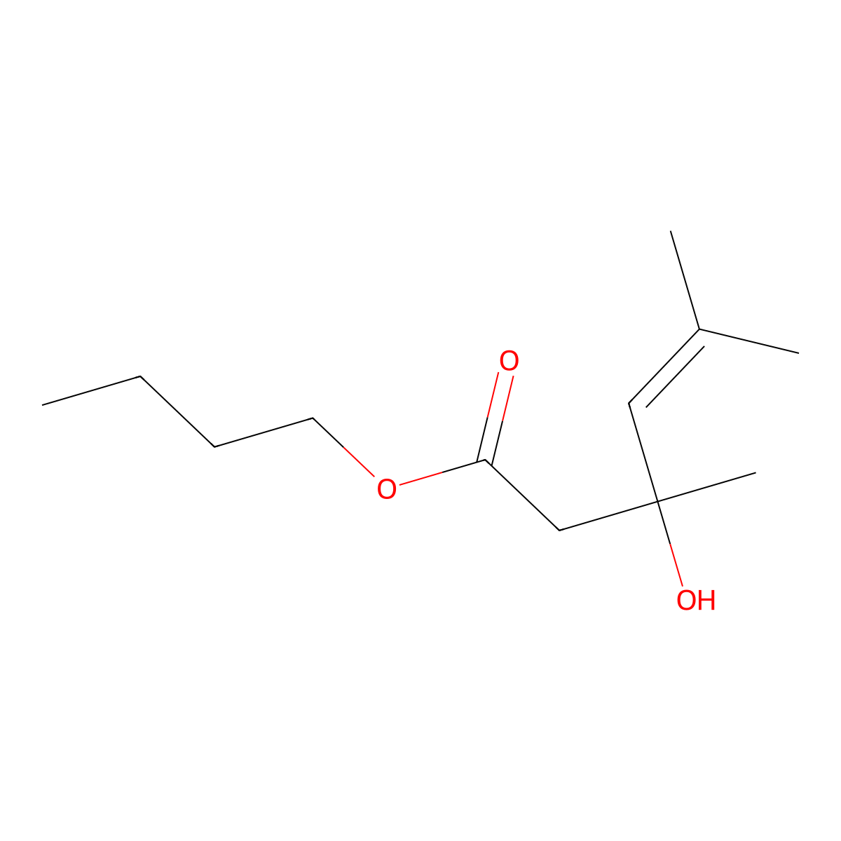 Butyl 3-hydroxy-3,5-dimethylhex-4-enoate molecular structure, CAS 54074-74-7