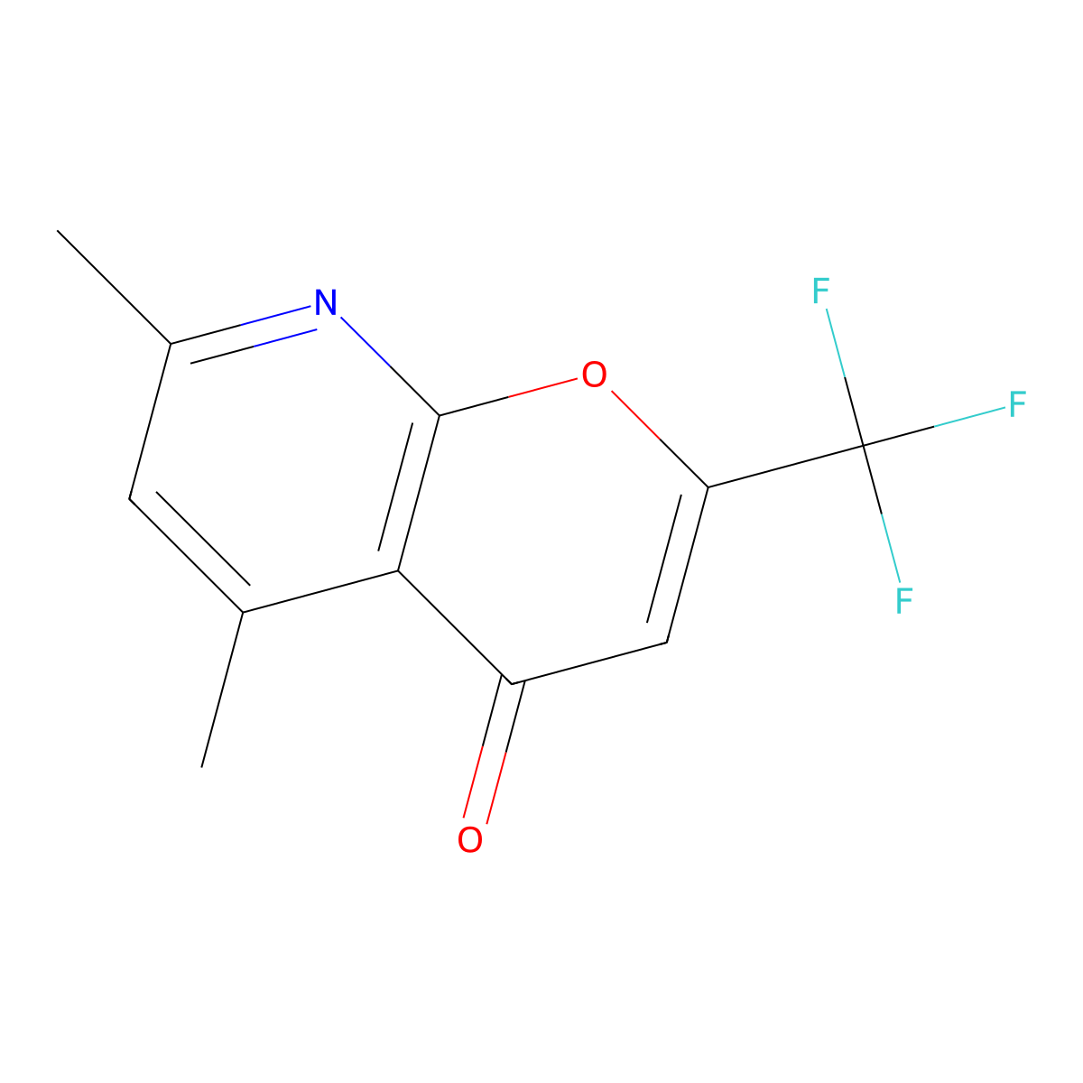 5,7-dimethyl-2-(trifluoromethyl)-4H-pyrano[2,3-b]pyridin-4-one molecular structure, CAS 540743-12-2